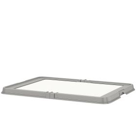 Pee Pad Holder Foldable Dog Litter Box with 3 Disposable Pads, 33.9" x 24.4", Gray