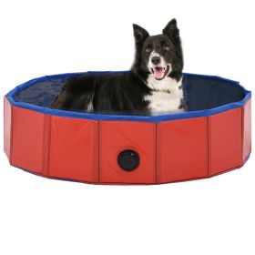 Dog Swimming Pool Red PVC 31.5 x 7.9 in Collapsible