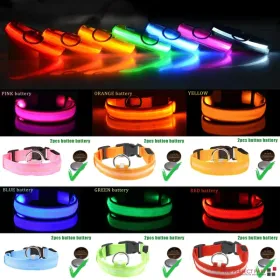 LED Light-Up Dog Safety Collar - Red, XS