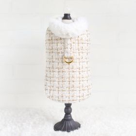 Chantel Tweed Dog Coat (Color: Cream, size: SM)